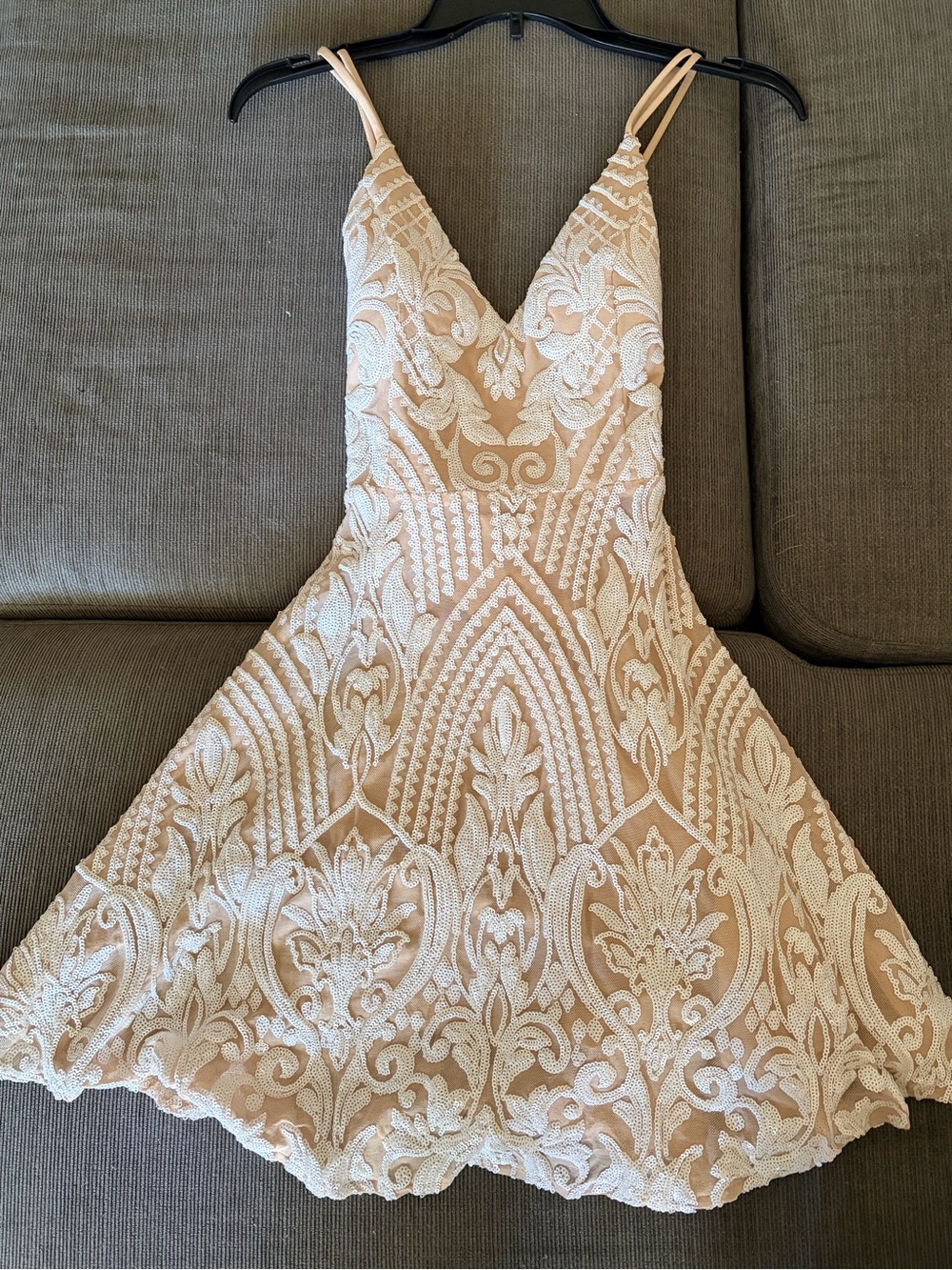 Windsor - Sequin white & nude mini dress